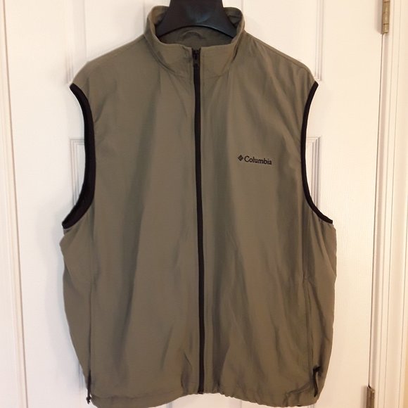 COLUMBIA sleeveless vest light green A/XL full zipper front 2 front zippered poc - Picture 3 of 9